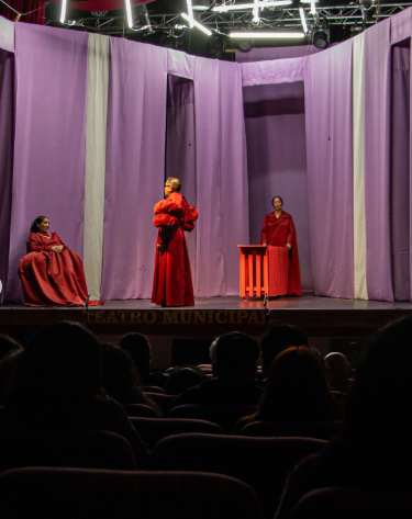 Fotografía de la obra "Teresa Incontrolable", en su presentación en el Teatro Municipal de Vicuña