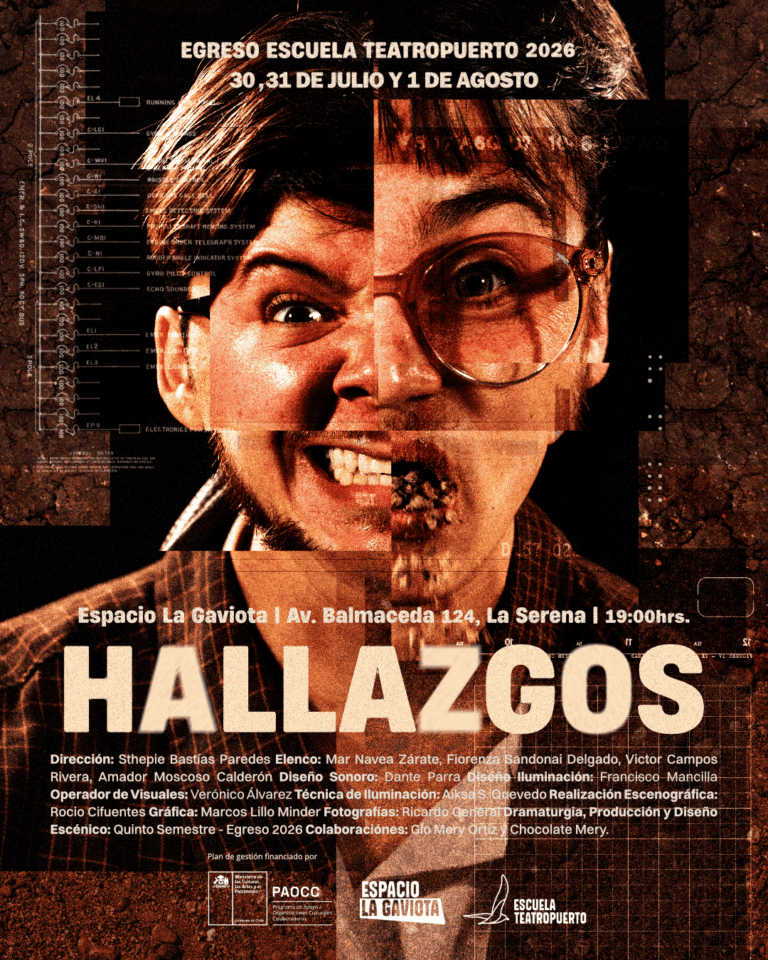 Gráfica de "Hallazgos", obra de examen del EGRESO 2026 de la Escuela TeatroPuerto.
